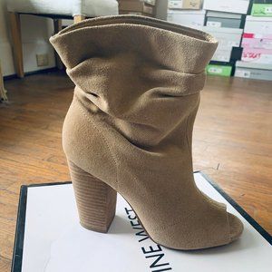 Tan Suede Open Toe Ankle bootie